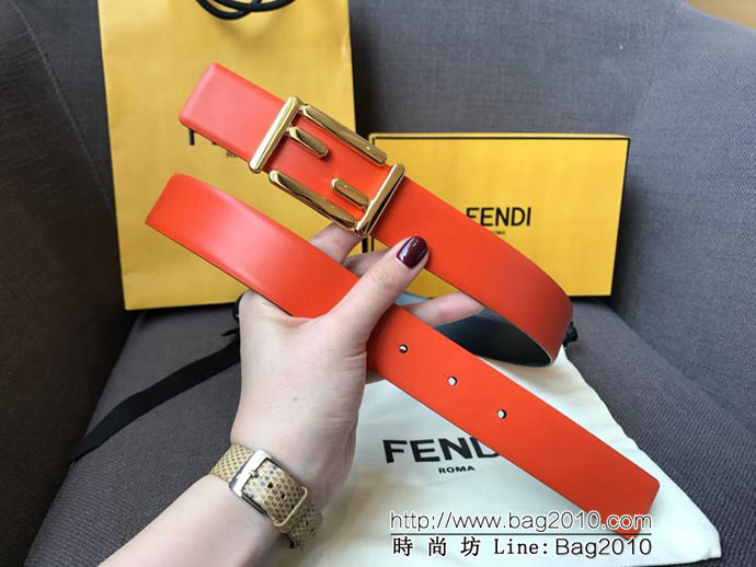 FENDI芬迪 實物拍攝 最新爆款 柔軟小牛皮皮帶 雙F標誌 BAGUETTE系列 時尚百搭款女款皮帶  xfp1297
